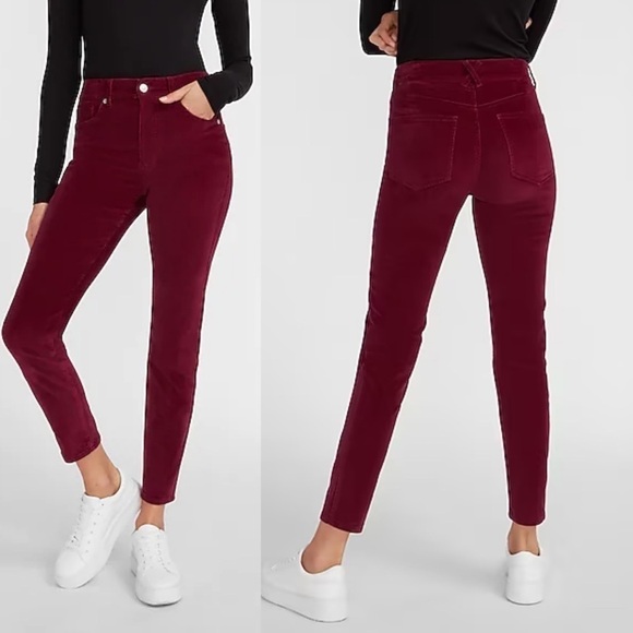 Express NWT High Waisted Skinny Velvet Pants - Picture 2 of 10